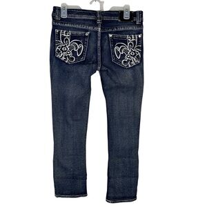 Red Rivet Vintage Denim Jeans with Floral Embroidered Pockets - Sz 9 ( Juniors )